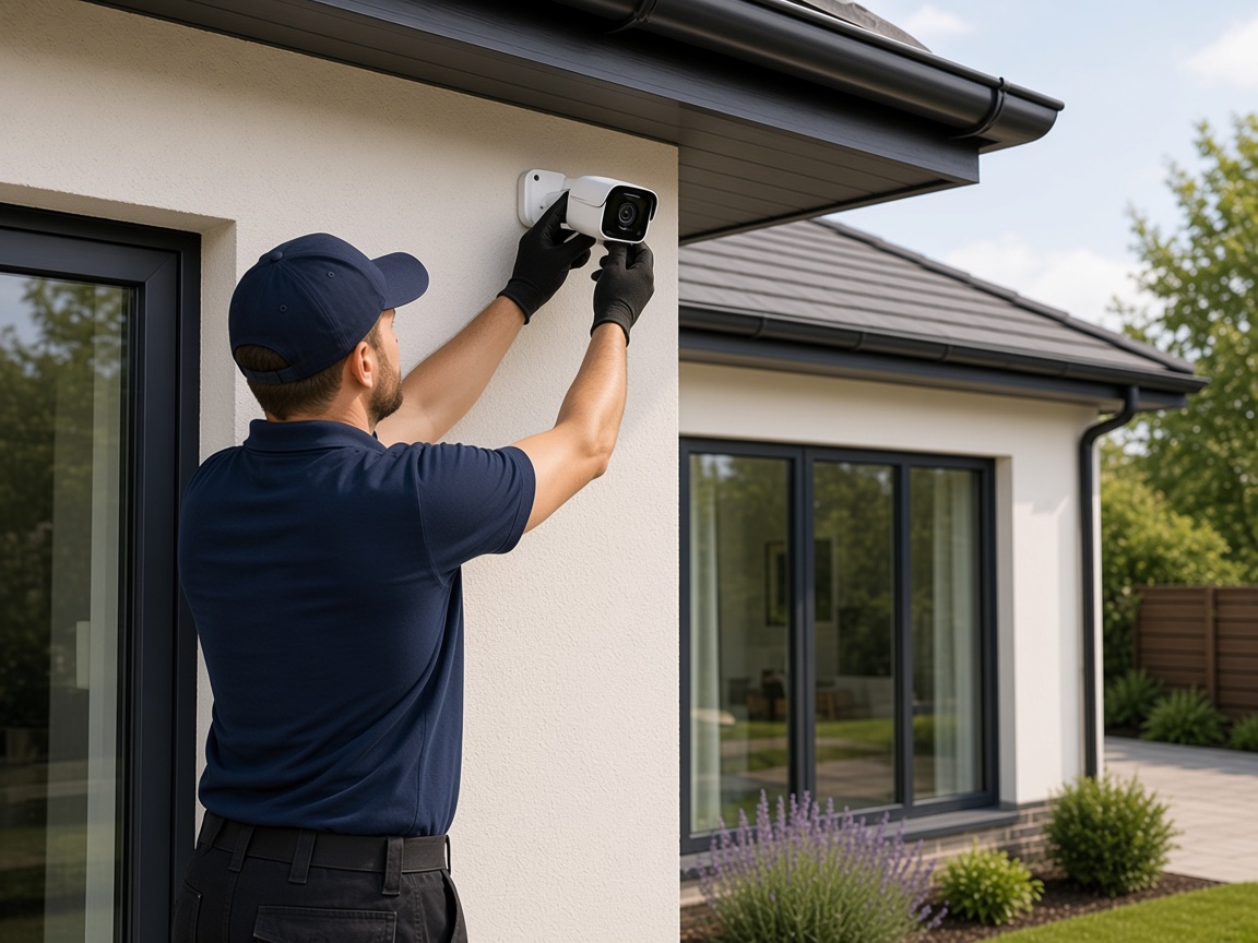 CCTV security camera installed on a building exterior