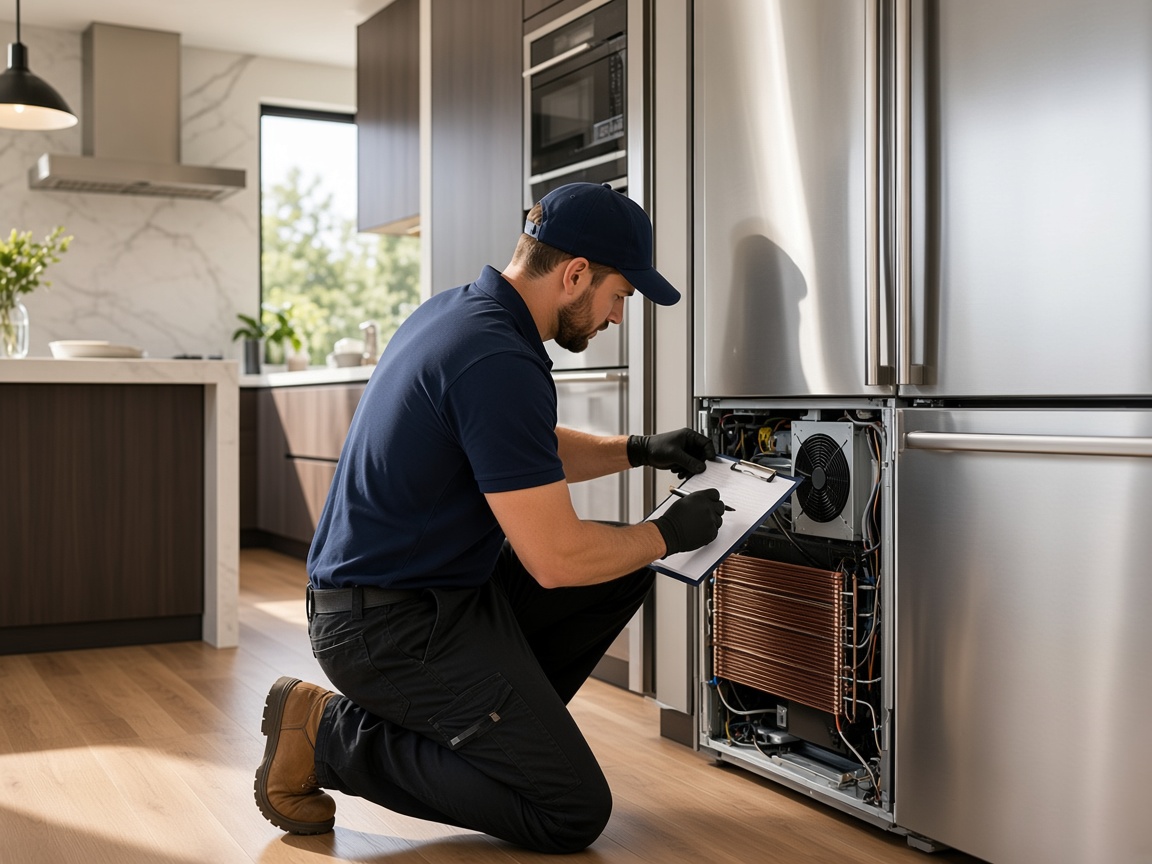 Modern kitchen refrigerator and freezer